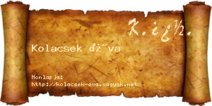 Kolacsek Éva névjegykártya